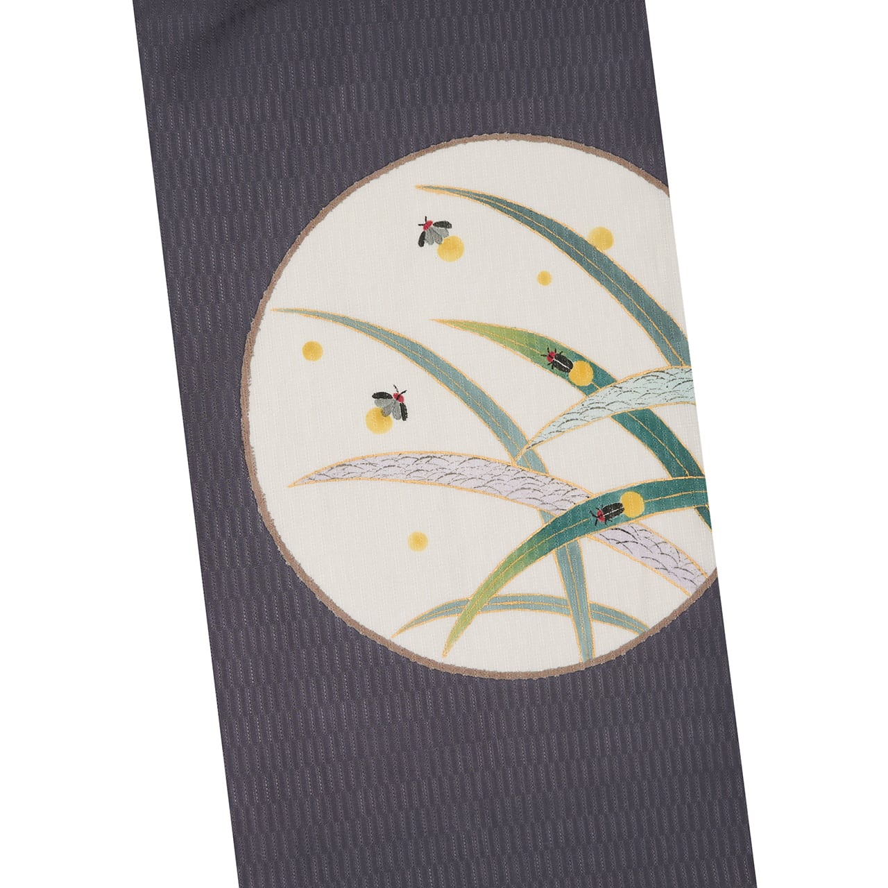 蛍の模様 手描友禅 変り絽麻夏名古屋帯【中古】 | かわの屋