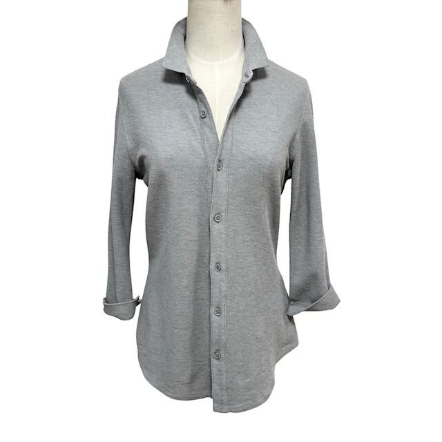 古着 45rpm 七分袖 ポロシャツ クリーニング済み グレー コットン レディース サイズ2