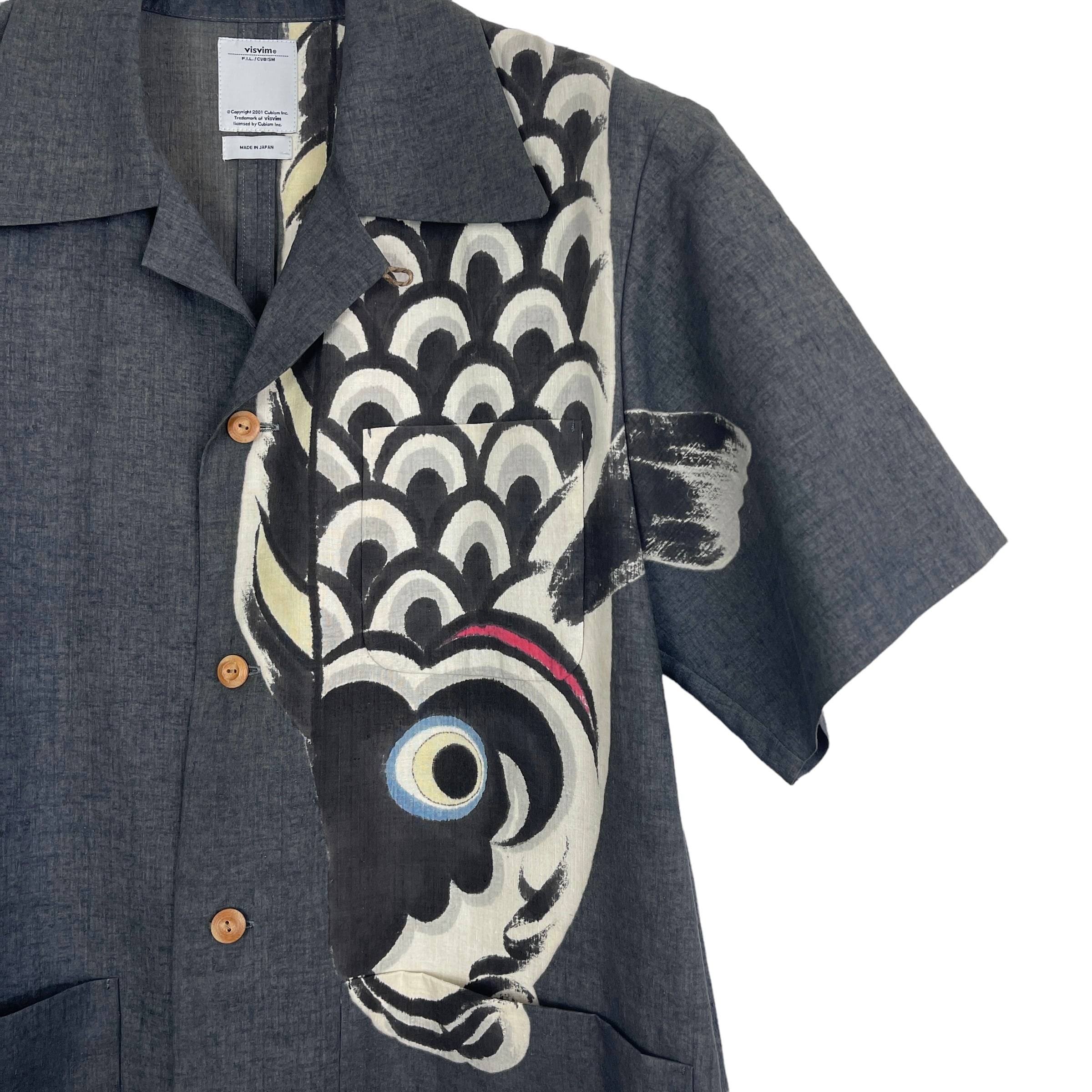 VISVIM(ビズビム) DUKE SHIRT S/S (KYO-YUZEN)15SS (gray) No VISVIM(ビズビム) DUKE SHIRT S/S (KYO-YUZEN)15SS (gray) No