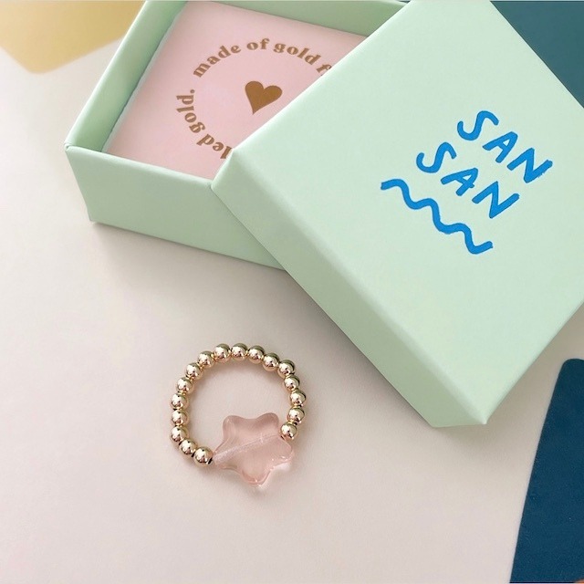 SAN SAN "Stardust Ring-big pink star"