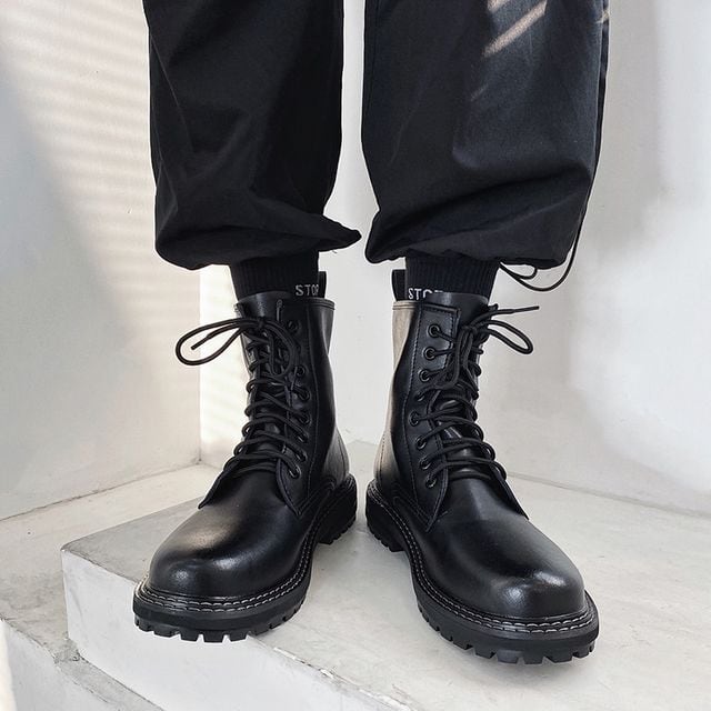 【予約販売】ワークブーツ メンズ 編み上げ エンジニアブーツ ハイカット ミリタリー 靴 ブラック レザー 24cm/24.5cm/25cm/25.5cm/26cm/26.5cm/27cm