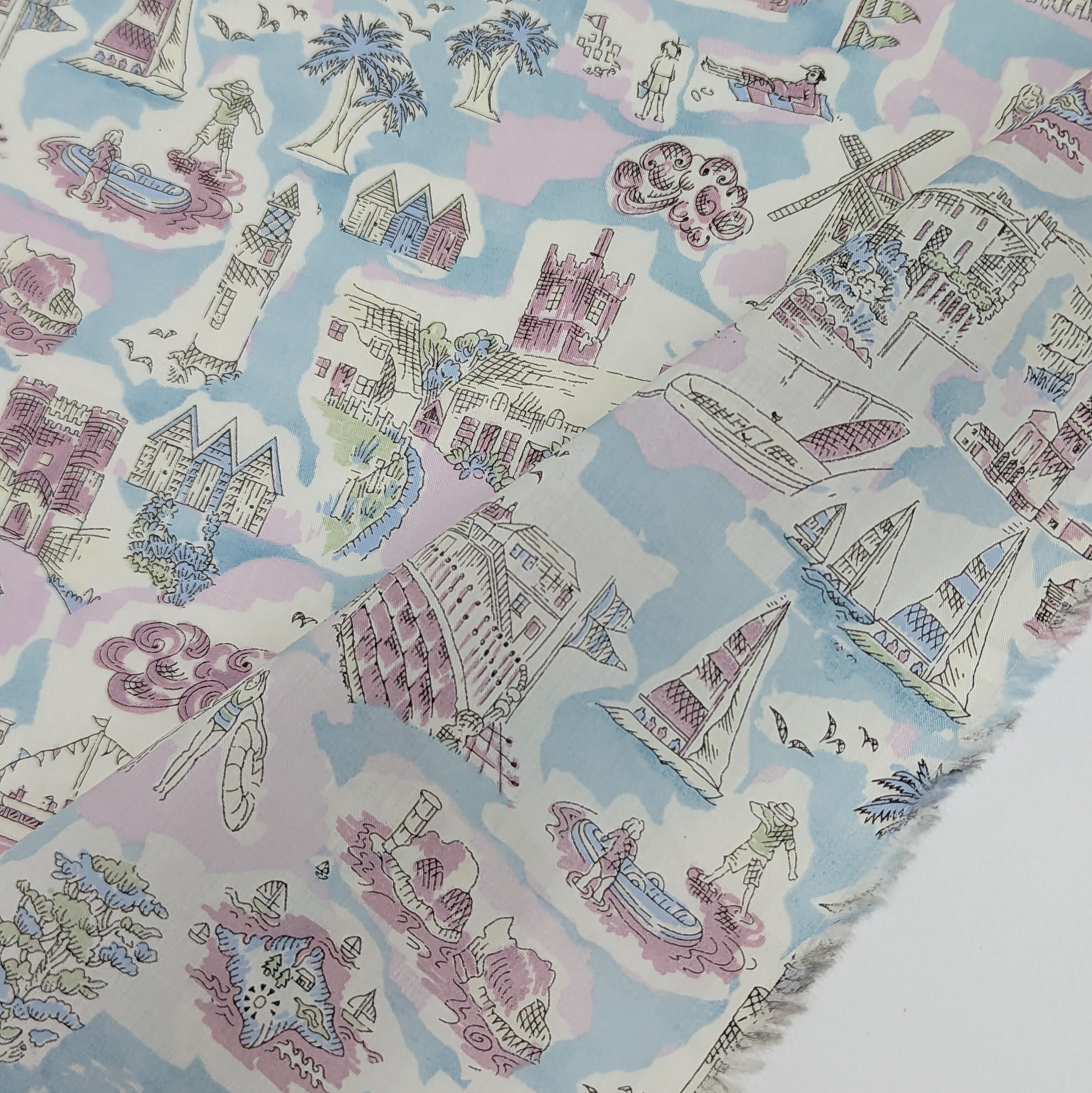 ◆輸入 リバティ LIBERTY タナローン Isle of Wight アイル オブ ワイト ライトブルー 約130×50cm