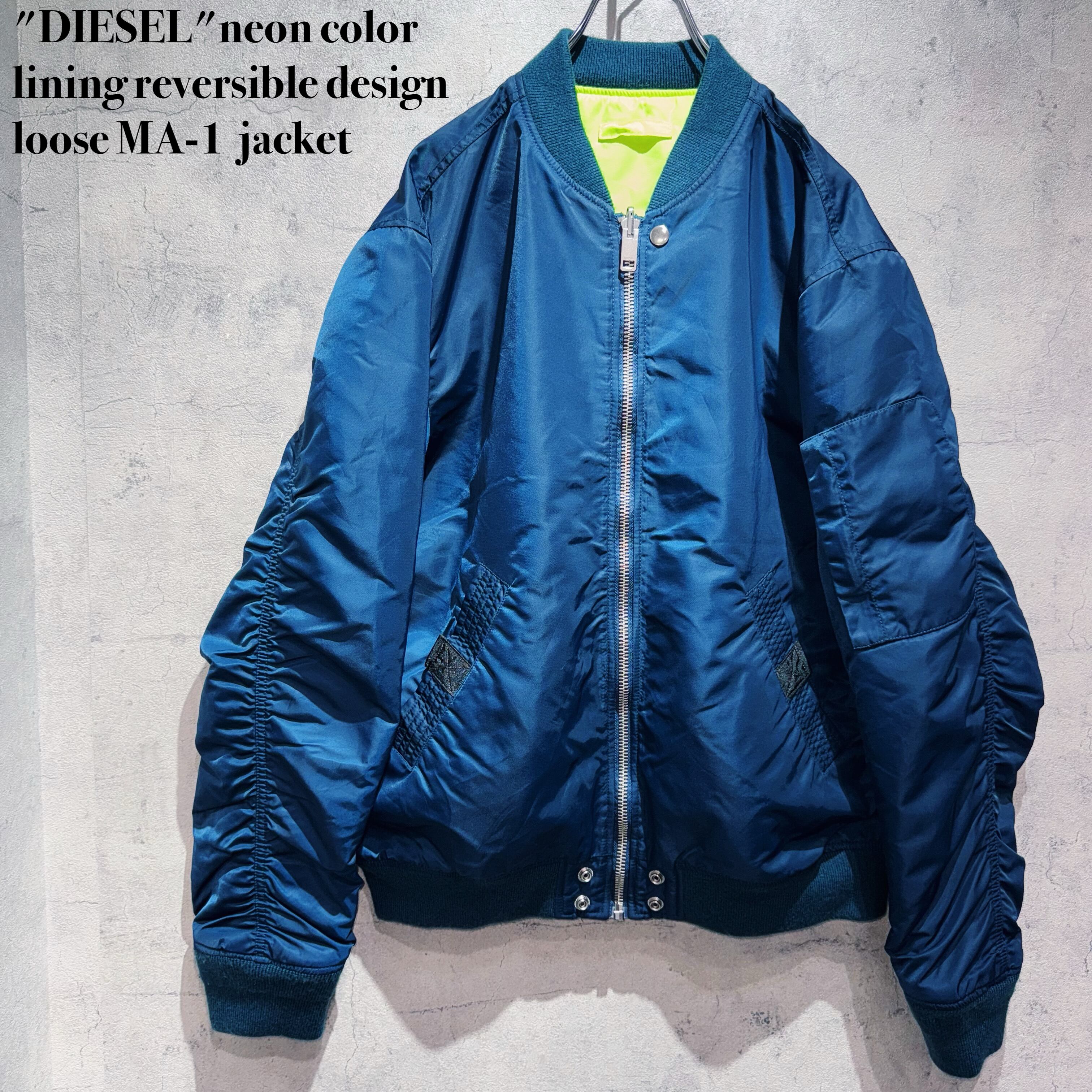 "DIESEL"neon color lining reversible design loose MA-1 jacket