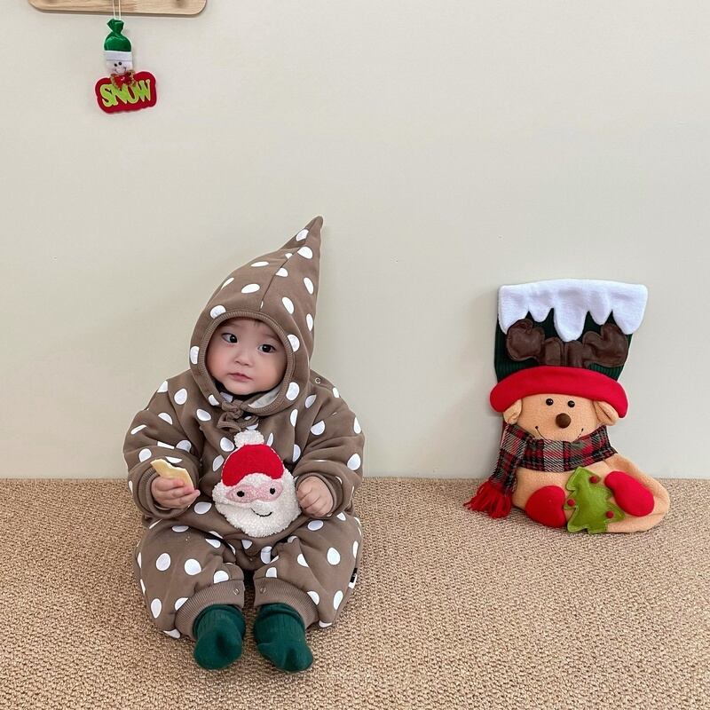 【BABY】クリスマスドット柄オールインワン