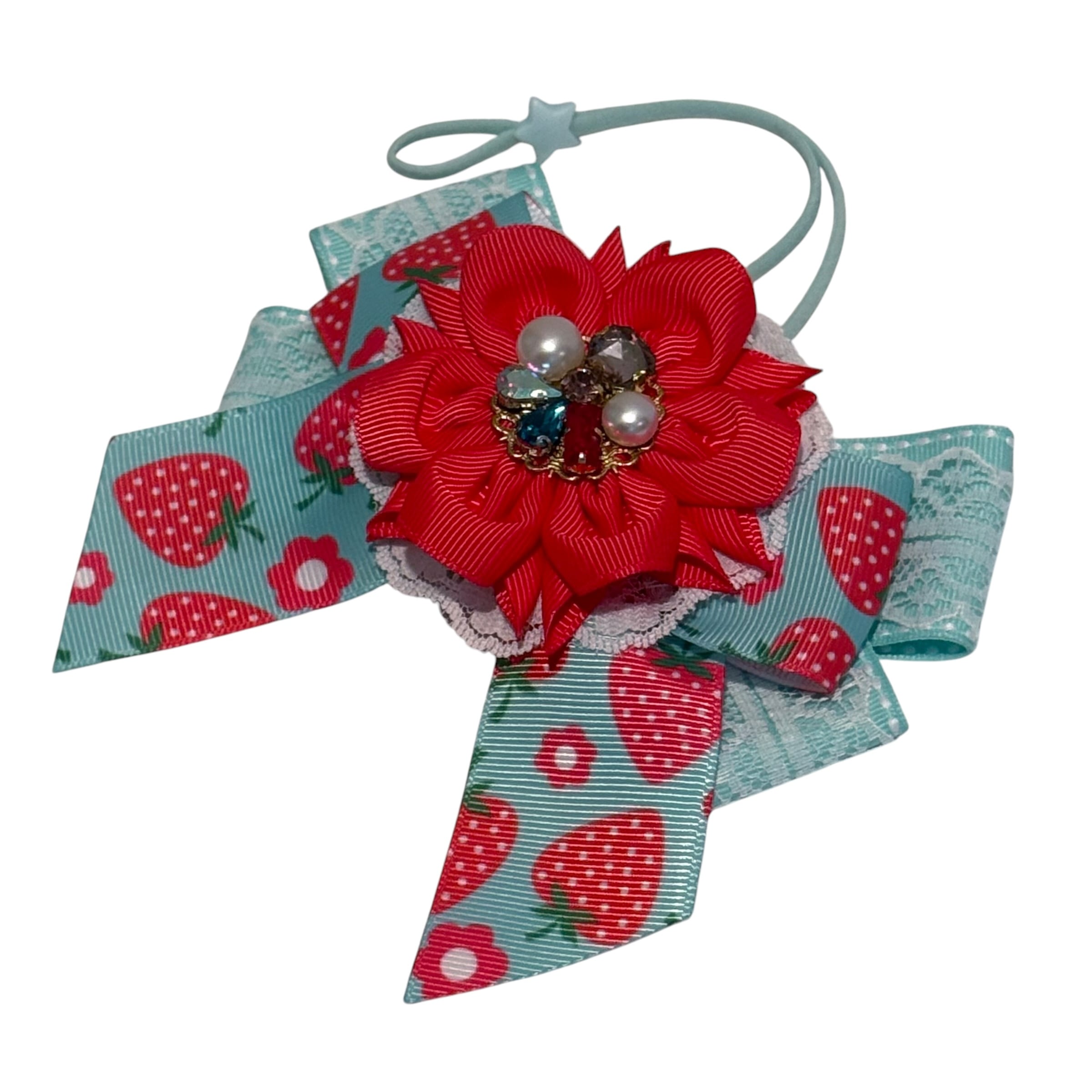 イチゴ祭り 犬猫チョーカー グランデサイズ お花モチーフ リボン 犬用