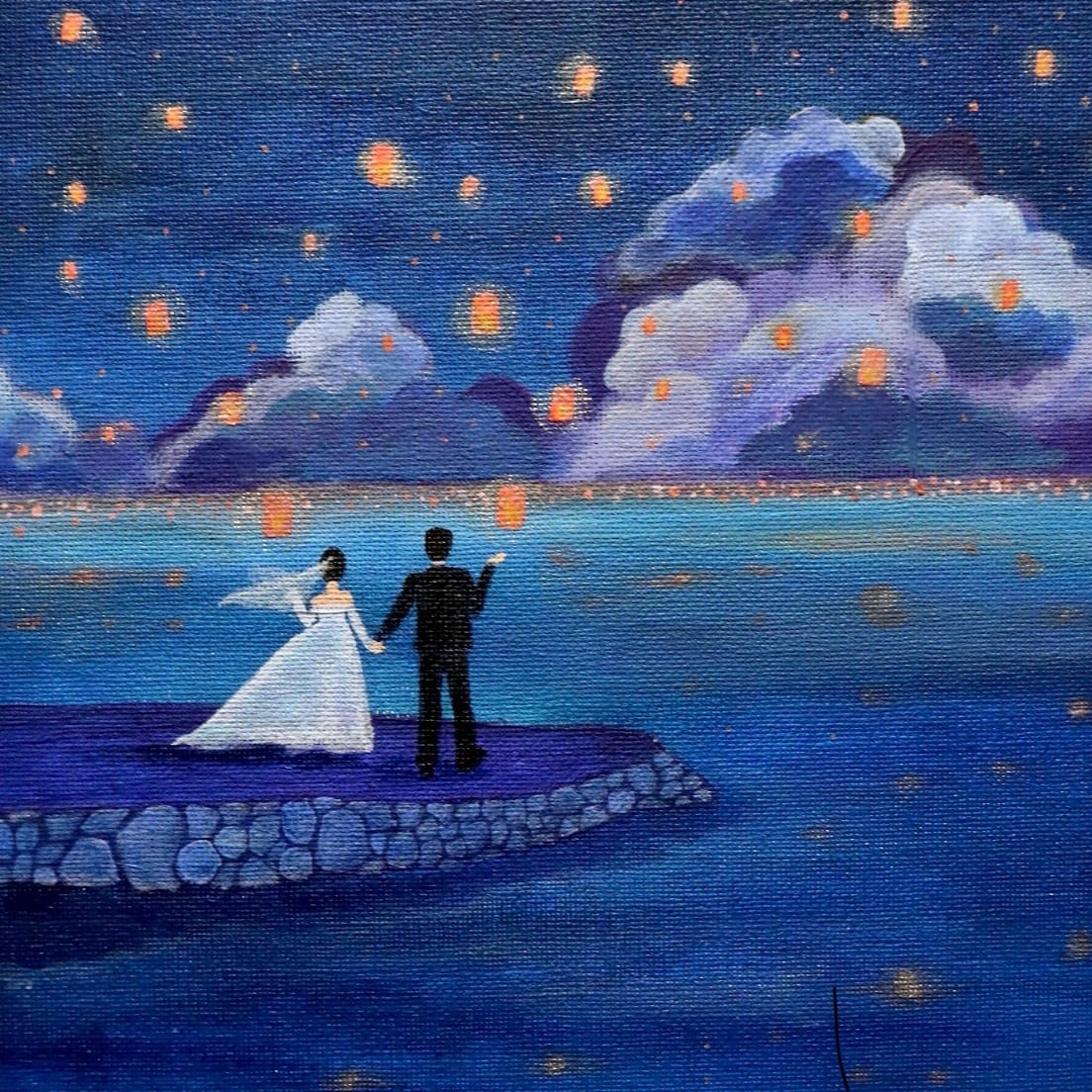 ウェディングボードにも！アクリル絵の具のキャンバスアート | Pay ID