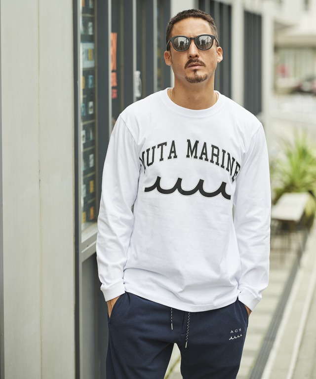 muta MARINE × ACANTHUS カレッジロゴ ロングスリーブTシャツ