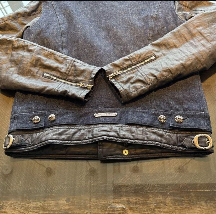 CHROME HEARTS ワックスドコットンアーム切替Gジャンデニムジャケット CHROME HEARTS クロムハーツ デニム 襟アーム ワックスコットン切替