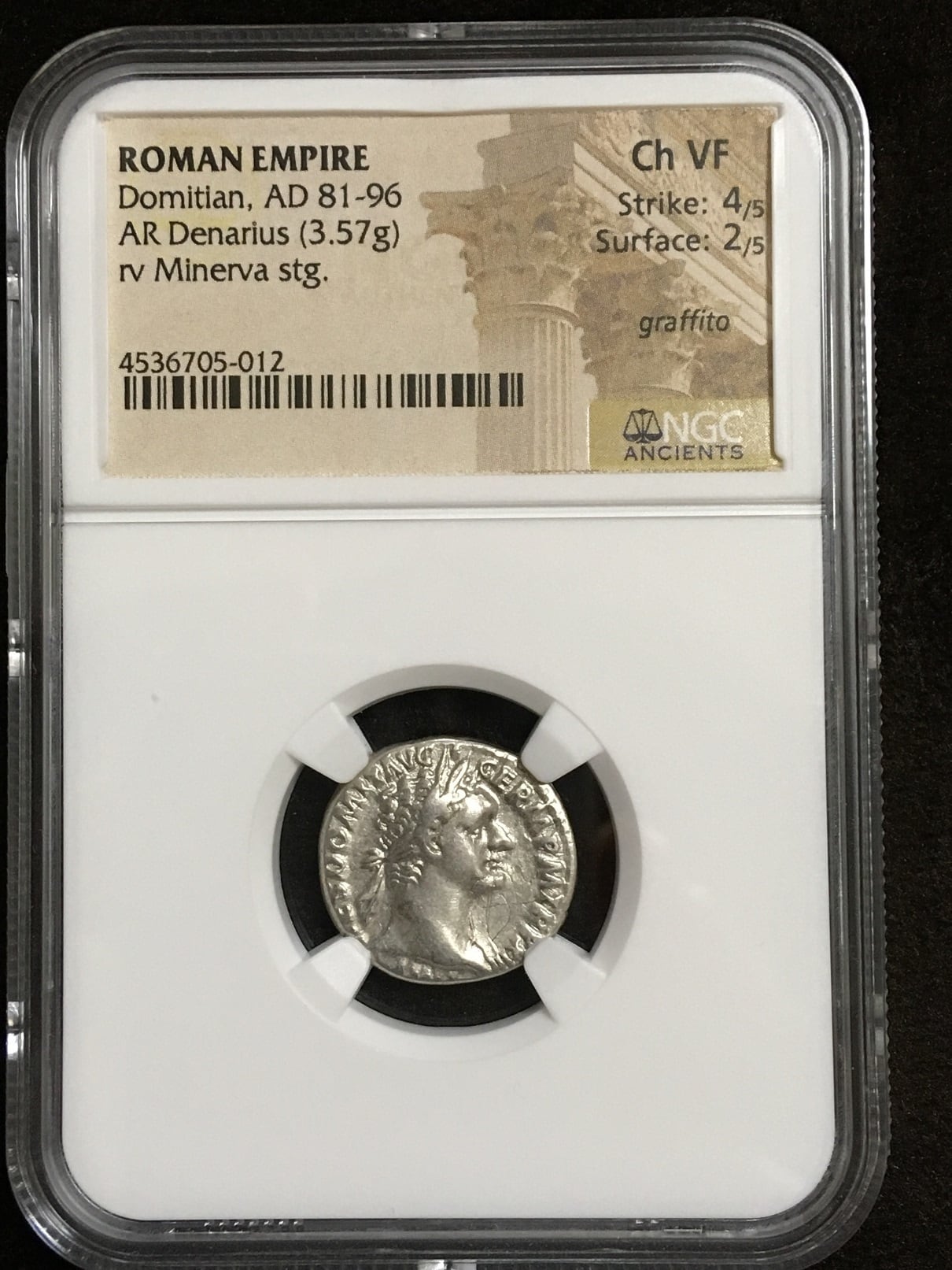 ドミティアヌス NGC鑑定 Ch VF デナリウス銀貨 ローマコイン | Roma