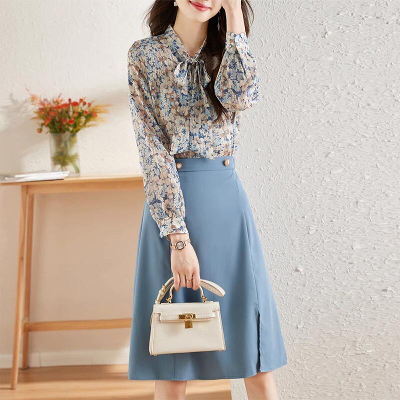 シャツ+ハイウエストスカート 2 点セット 23o090 | Yours-heroine 