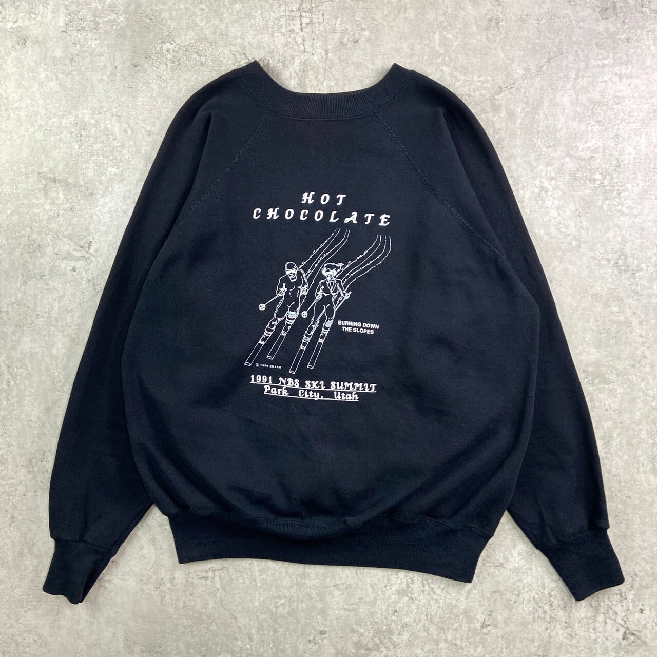 90年代 USA製 HOT CHOCOLATE プリント ラグラン スウェットシャツ