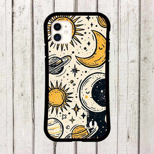 受注生産 iPhoneケース 太陽と月の星柄パターン｜天体パターン STAR018B