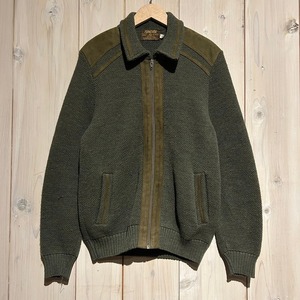 【a.k.a.C.a.k.a vintage】"70's" "TUNDRA" Leather Swiching Vintage Loose Knit Jacket