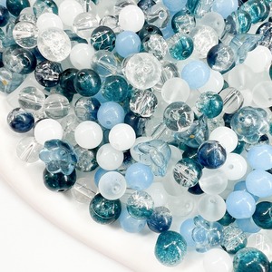 【在庫のみ】Harovo ビーズ ミックス 100g入り ガラスビーズ パーツ 手芸 シュゲイ 10mm 8mm アクセサリー ブレスレット イヤリング ハンドメイド 福袋 セット（マリンブルー）