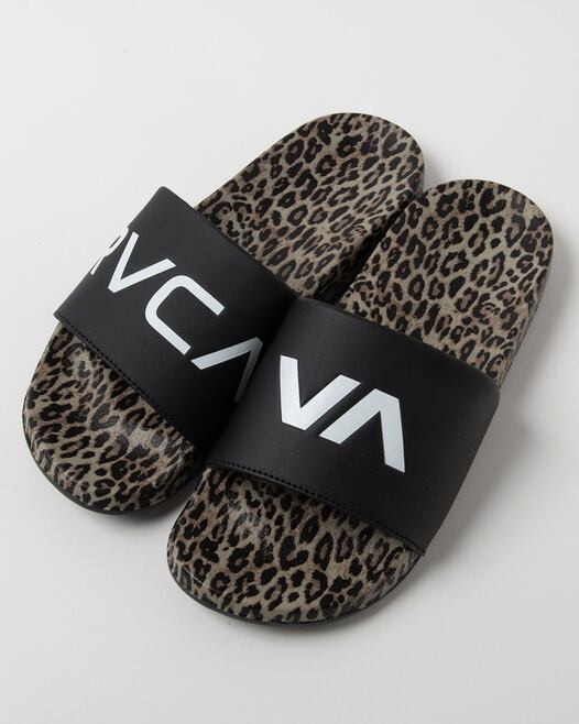 【RVCA】レオ スライド サンダル RVCA (ルーカ) LEO SLIDE SANDAL BLK (レオパード/ブラック