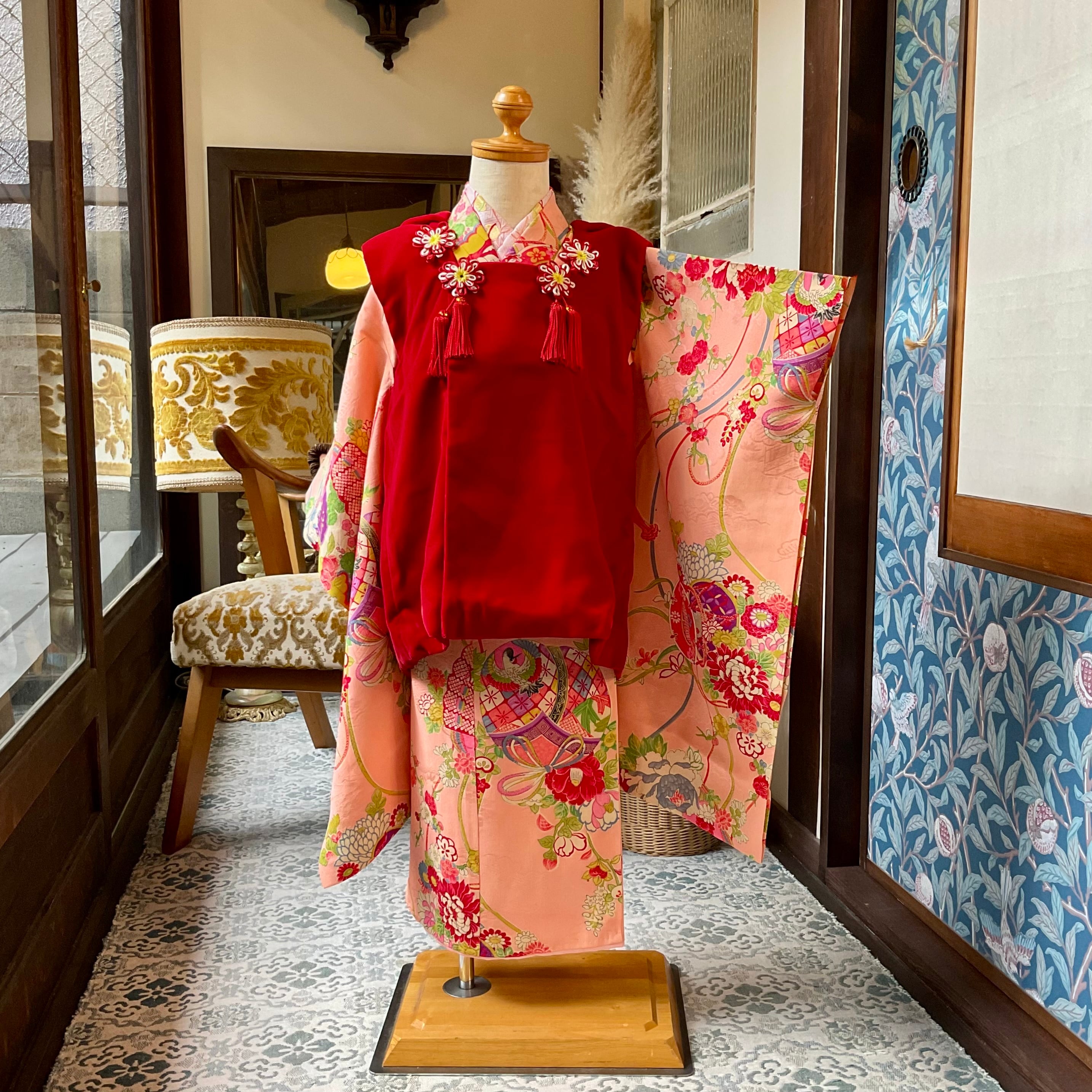 408ag109■七五三 アンティーク着物&アンティーク丸帯■状態良好 484e600cea32c3bd332720b1cabe52