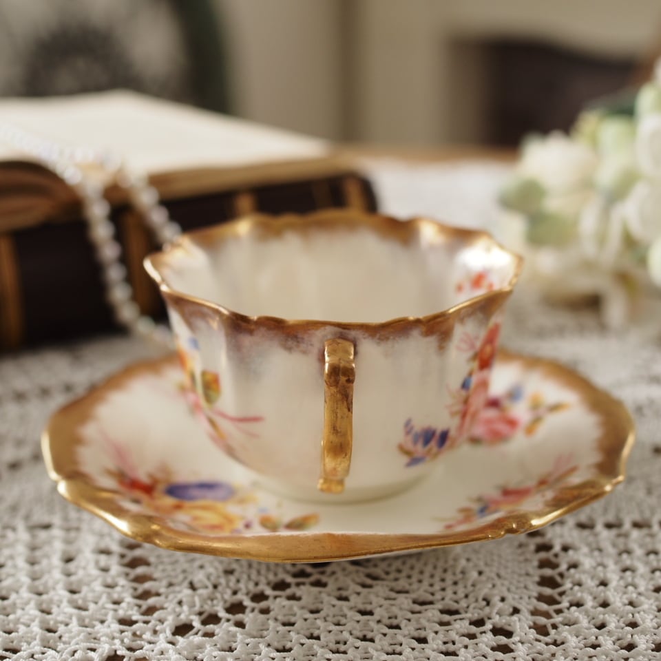 美品 英国Hammersley ハマースレイ ドレスデンスプレイ 手描きフラワー