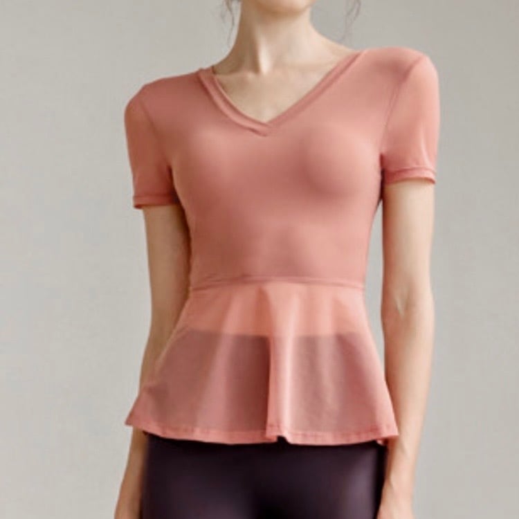 半袖 ペプラム Vネックデザイン カットソー 3カラー 00104