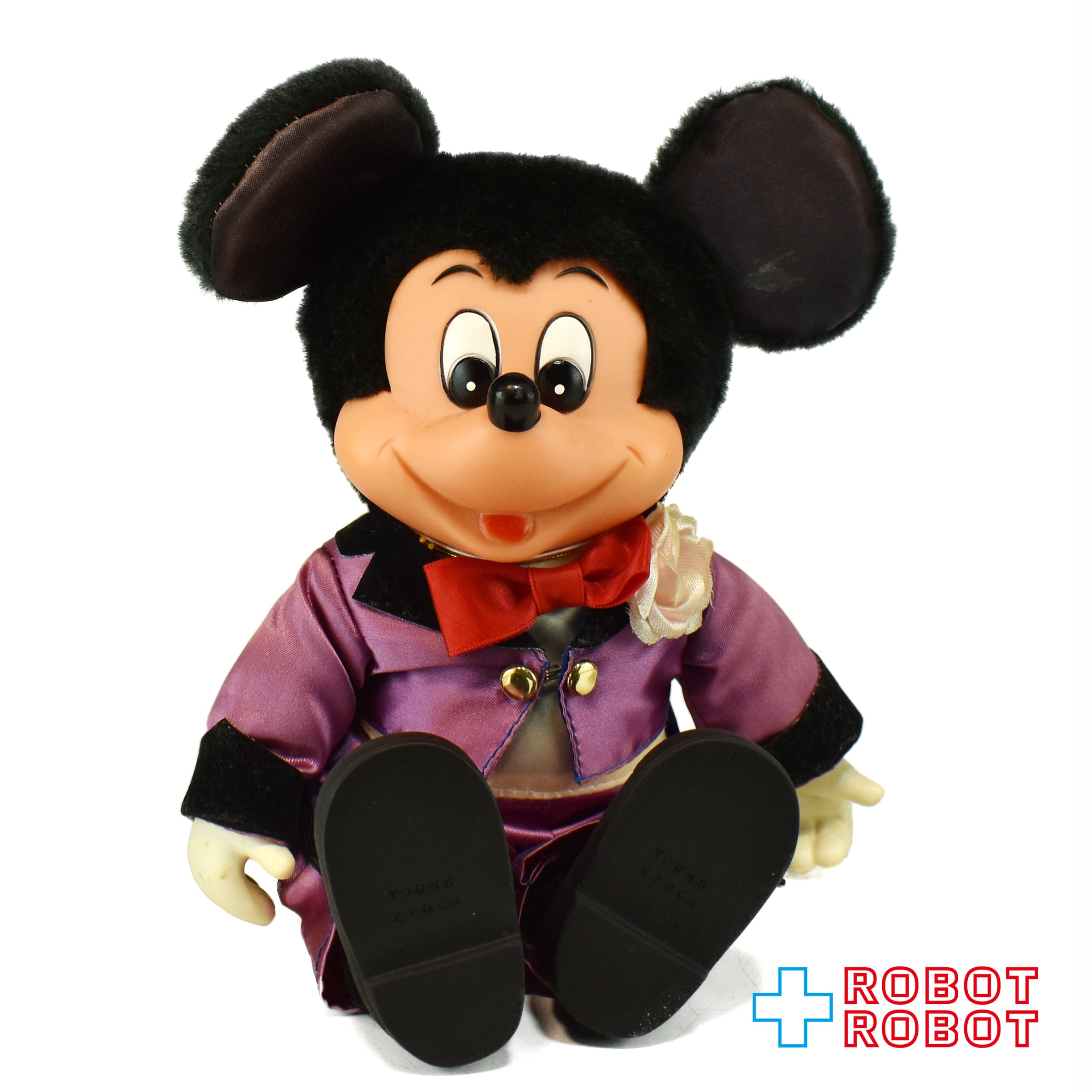 希少 ヤングエポック・TDL初期ミッキー人形・ミッキー人形・タグ付き1980年代 ヤングエポック TDL 東京ディズニーランド ミッキーマウス 紫