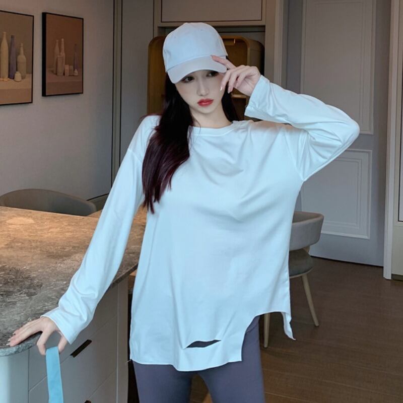 シャツ スプリングルーズベルベットTシャツ トップス ロング 春物 YY-ファッション22860705987