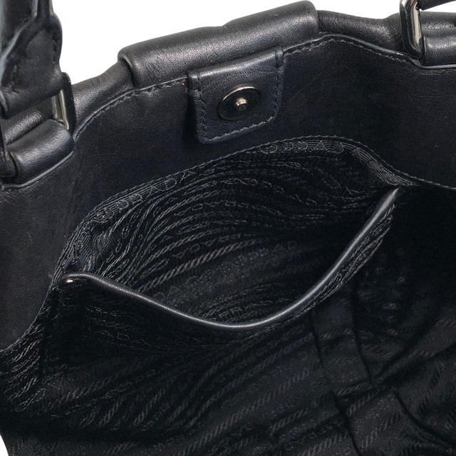 PRADA プラダ ショルダーバッグ ブラック ロゴ レザー 2WAY vintage ヴィンテージ オールド guwiir