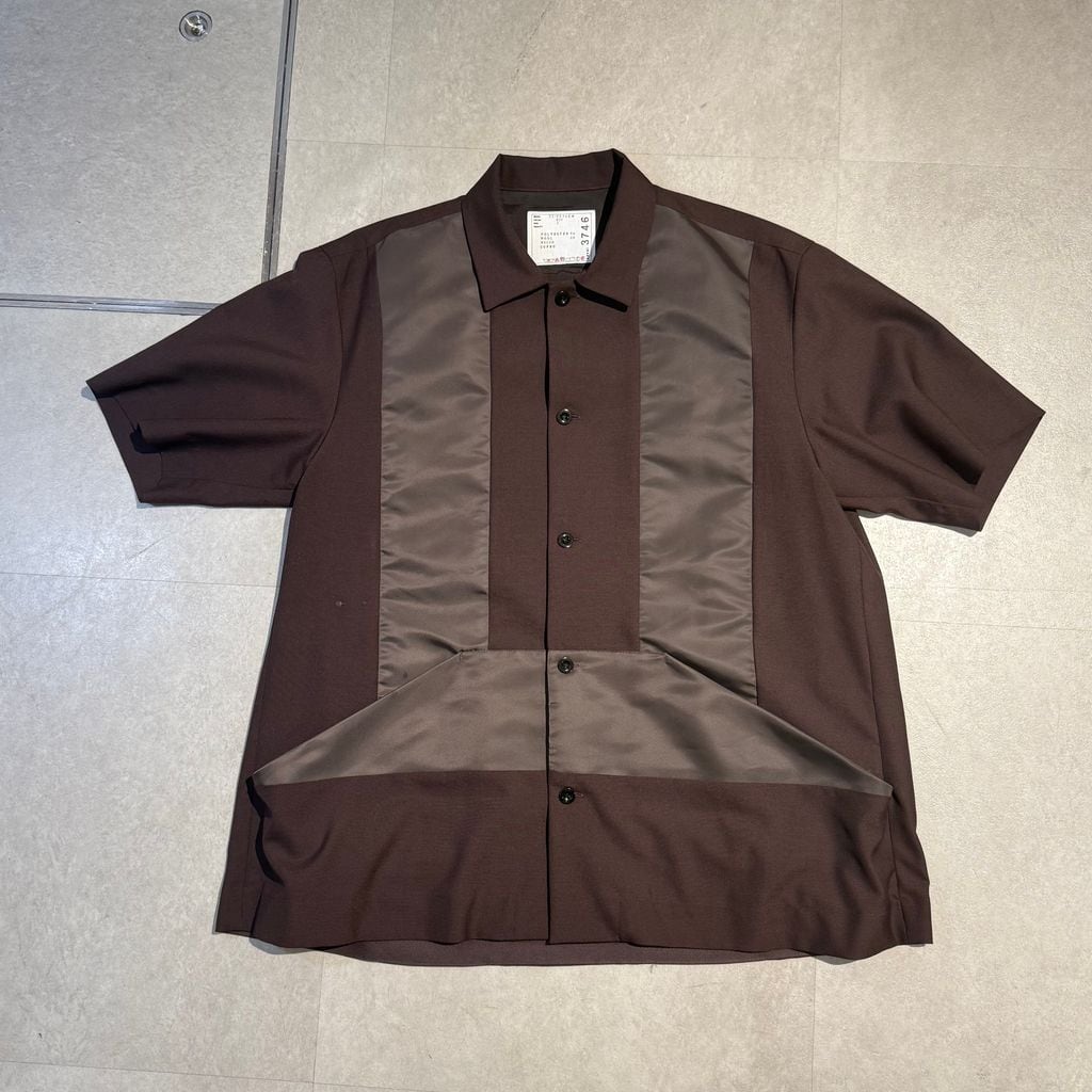 sacai サカイ25AW Suiting Shirt 半袖シャツ 25-03746M ブラウン size