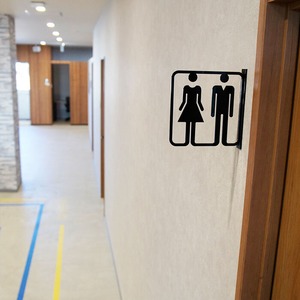 ツケレルン（3Wayピクトサイン）軽量 アクリル 突き出し 看板 （トイレ男女並びサイン 03）3way-0014