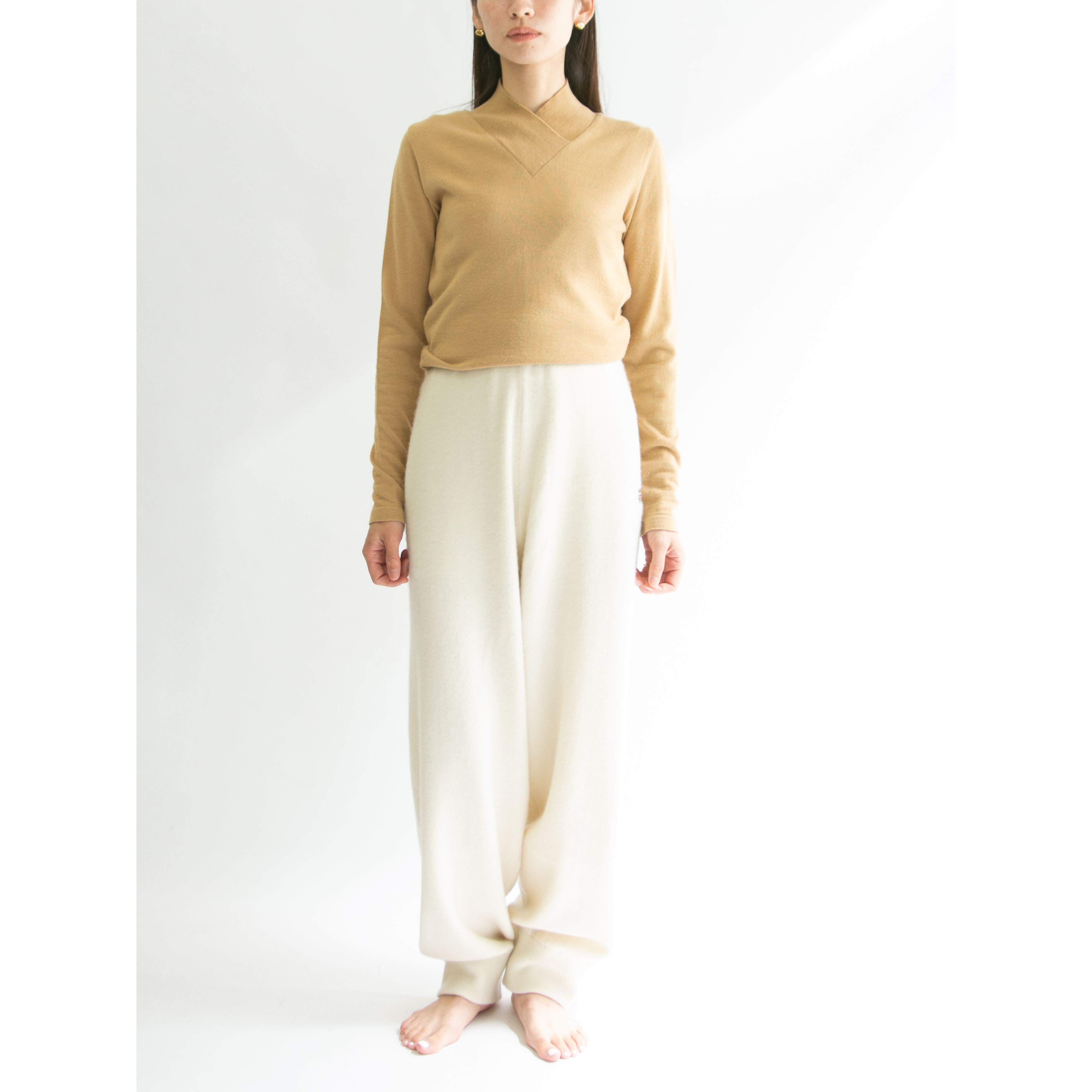 【Made in Italy】Merino wool-acrylic crossover neck sweater（イタリア製 メリノウール アクリル クロスオーバーネックニット プルオーバーセーター）11d