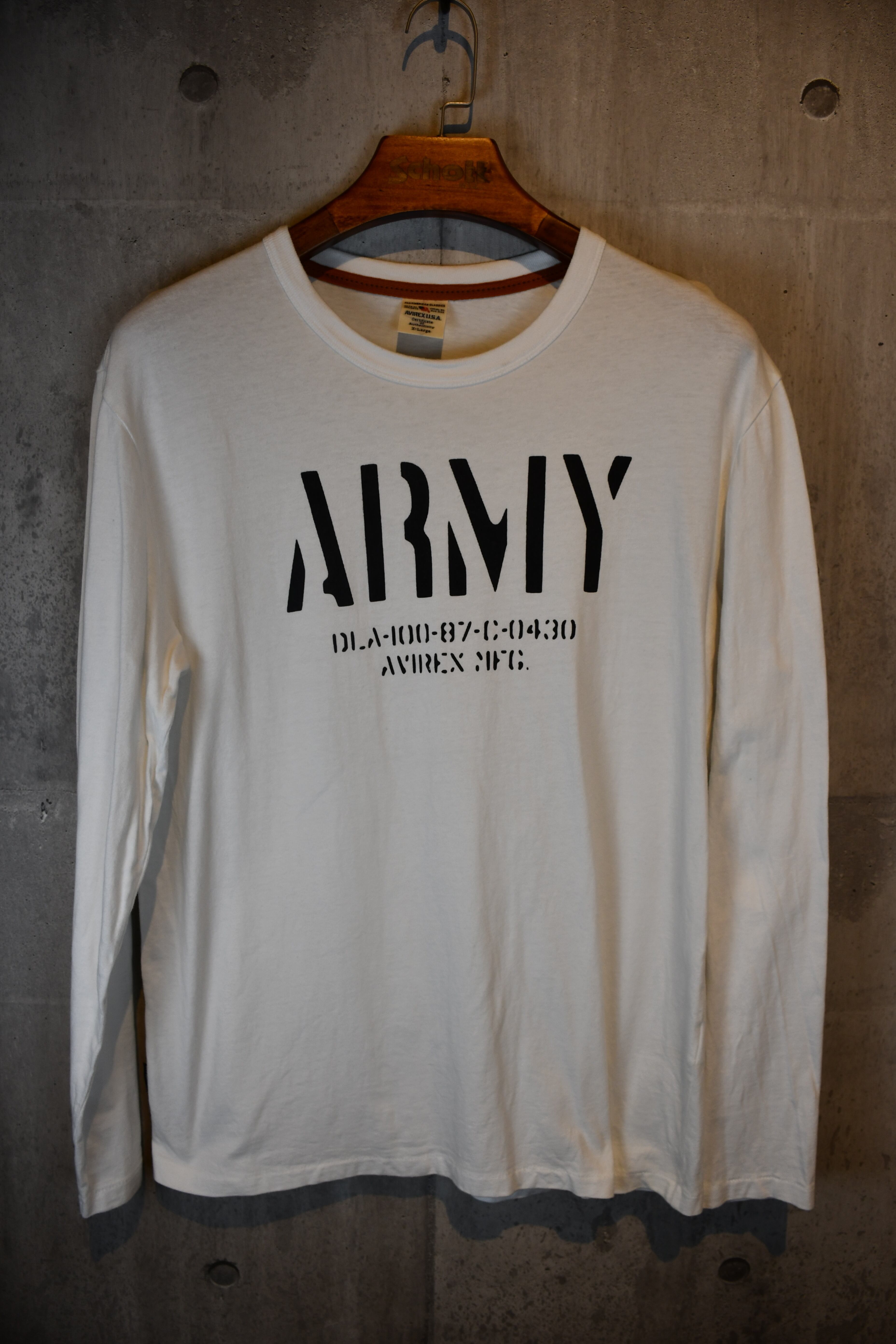 AVIREX U.S.A. ARMY Stencil Graphic L/S Tee アヴィレックス ミリタリー ロンT ホワイト XL