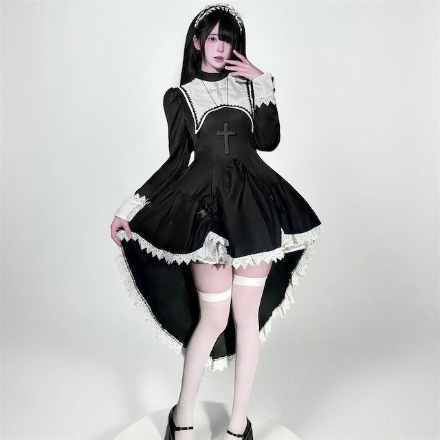 （2点セット）ハロウィン 大きいサイズ S-5XL コスプレ 修道女 ワンピース162374786