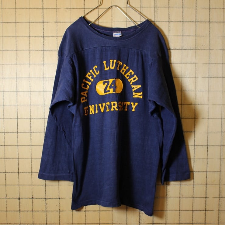 チャンピオンビンテージカレッジプリントフットボールTシャツ70s70年代バータグ