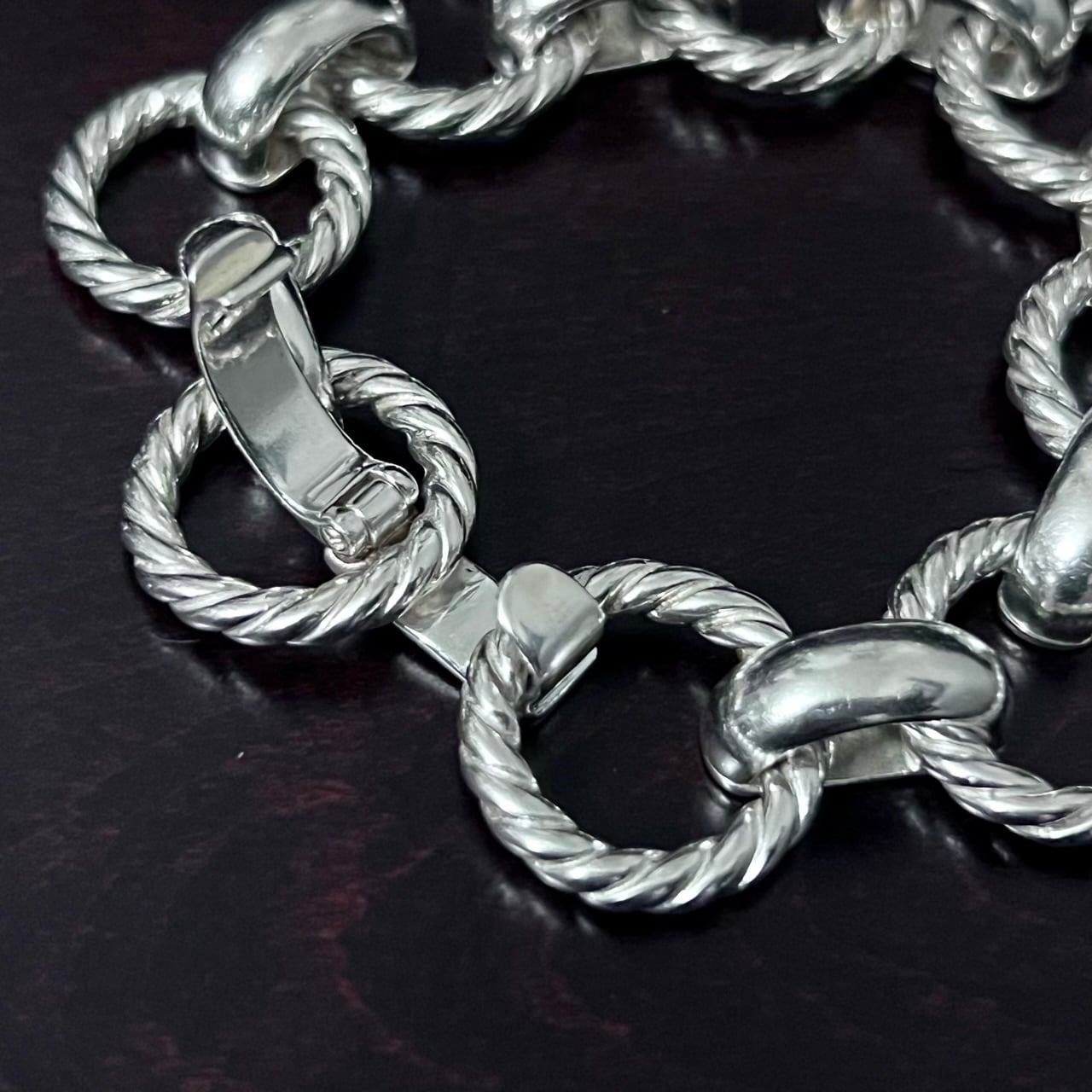 VINTAGE TIFFANY & CO. Twist Circle Link Bracelet Sterling Silver