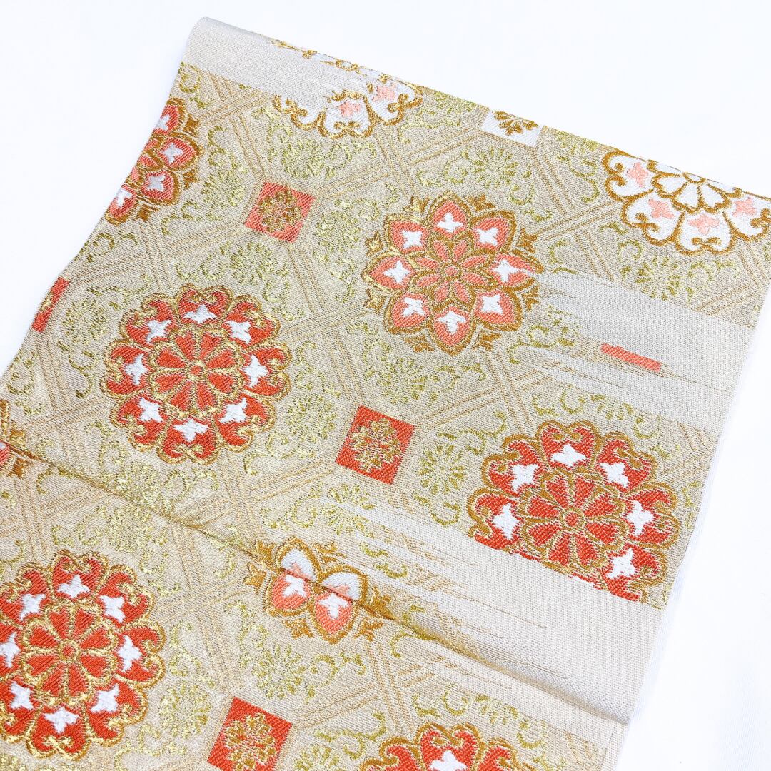 川島織物　蜀江紋に花紋の袋帯　着物 | つむぎ、つむぐ。リユース着物ショップ powered by BASE