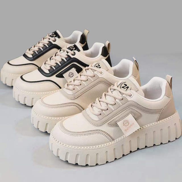厚底 ダッドスニーカー 23.0～25.5cm シューレース ダッドシューズ 