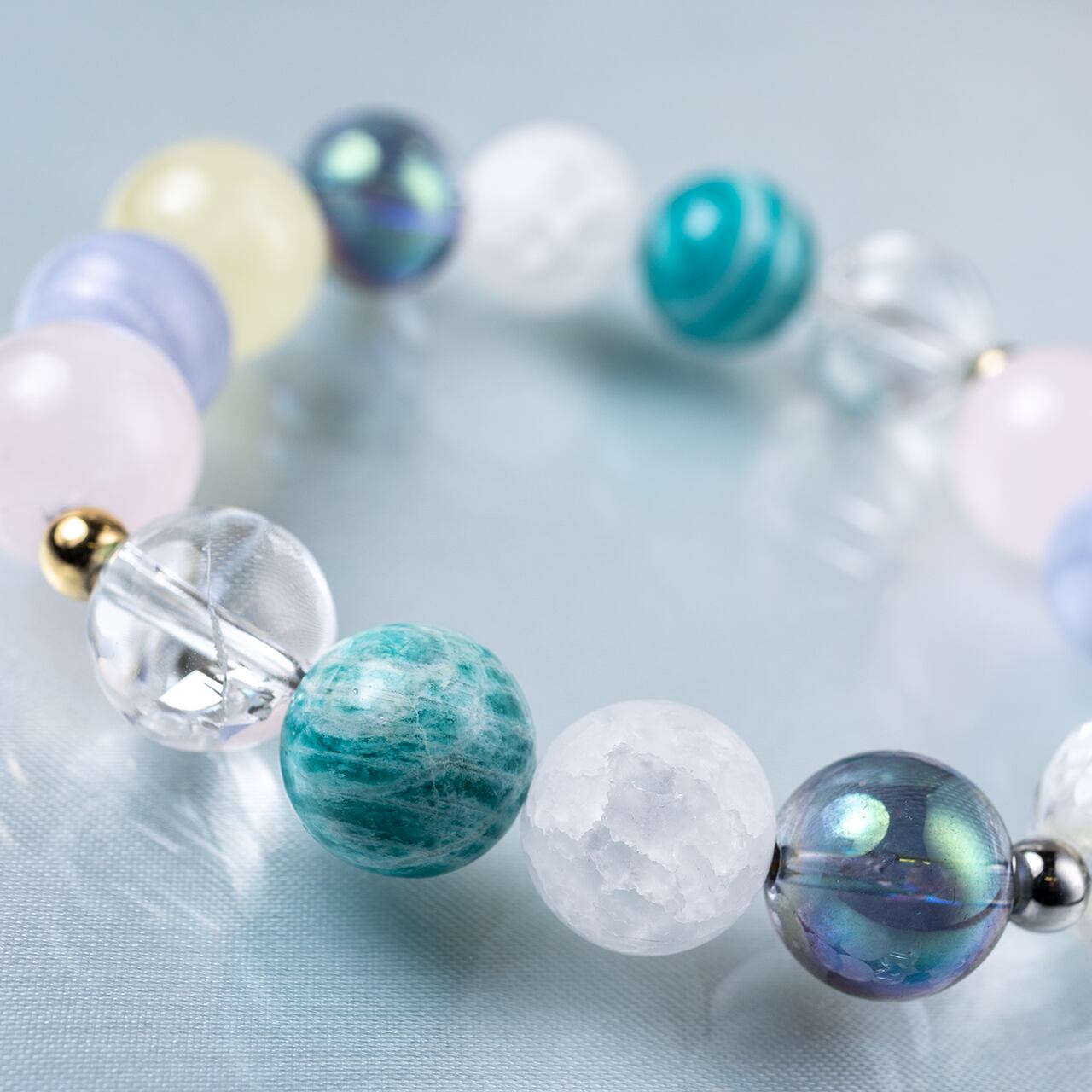 限定1点】青と大地の癒しクリソコラ×ホワイトルチルクォーツ天然石