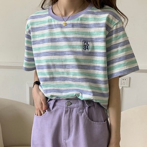 ワンポイントボーダー半袖Tシャツ　A1966