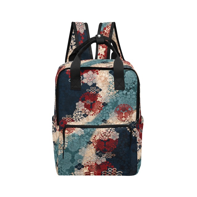 和紋様装飾　藍　和柄ツインハンドルバックパック