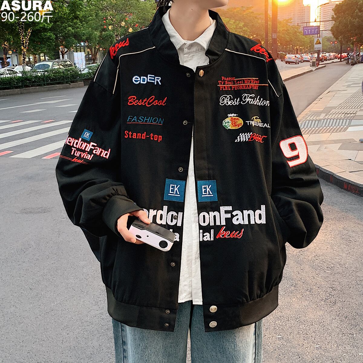 刺繍ジャケット スプリングオータムルーズ 大きめサイズ 春物 秋物 ASURAプラスサイズメンズ79840143364