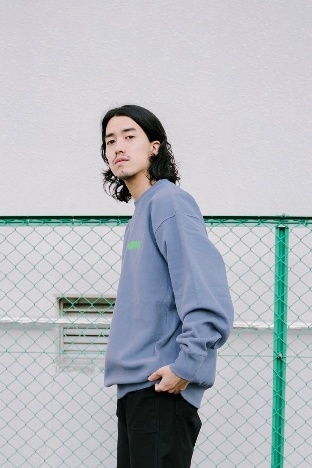 座半寝一　sweat shirt  stone blue