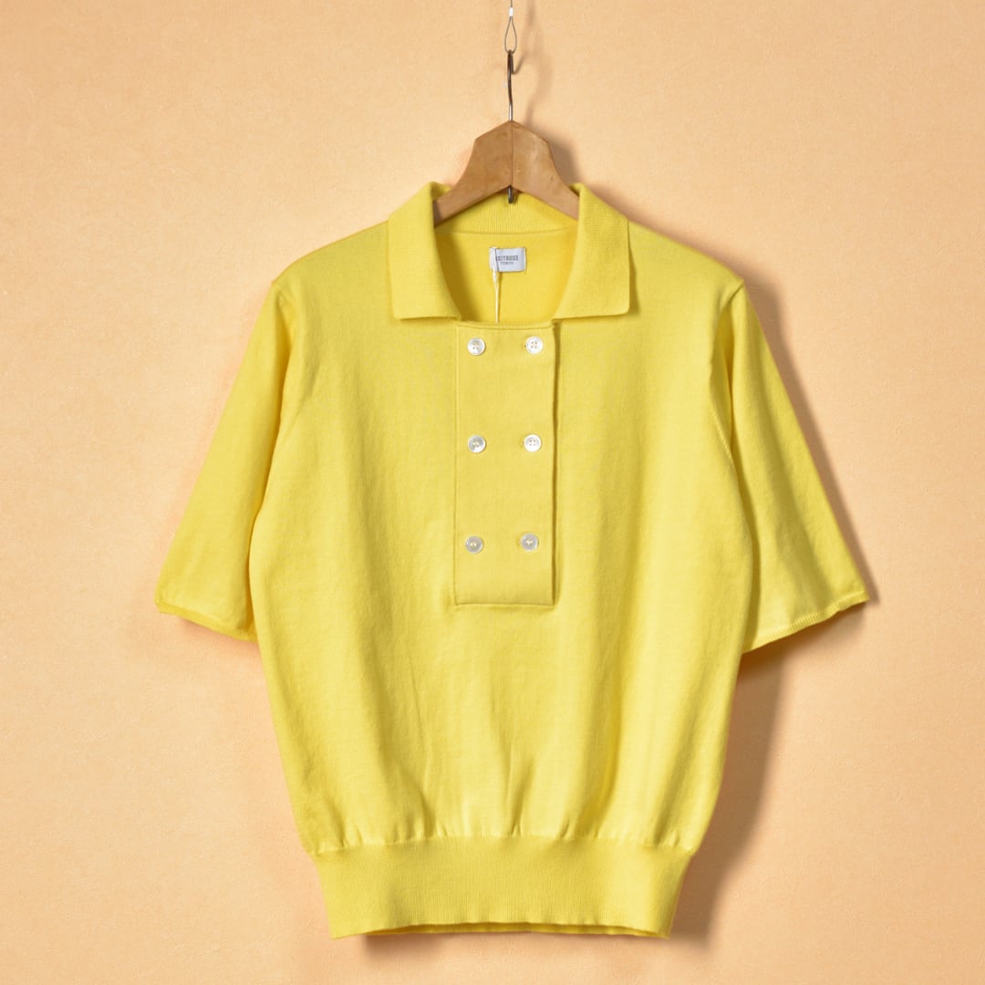 IKITSUKE イキツケ ポロダブルニット・イエロー【送料無料】