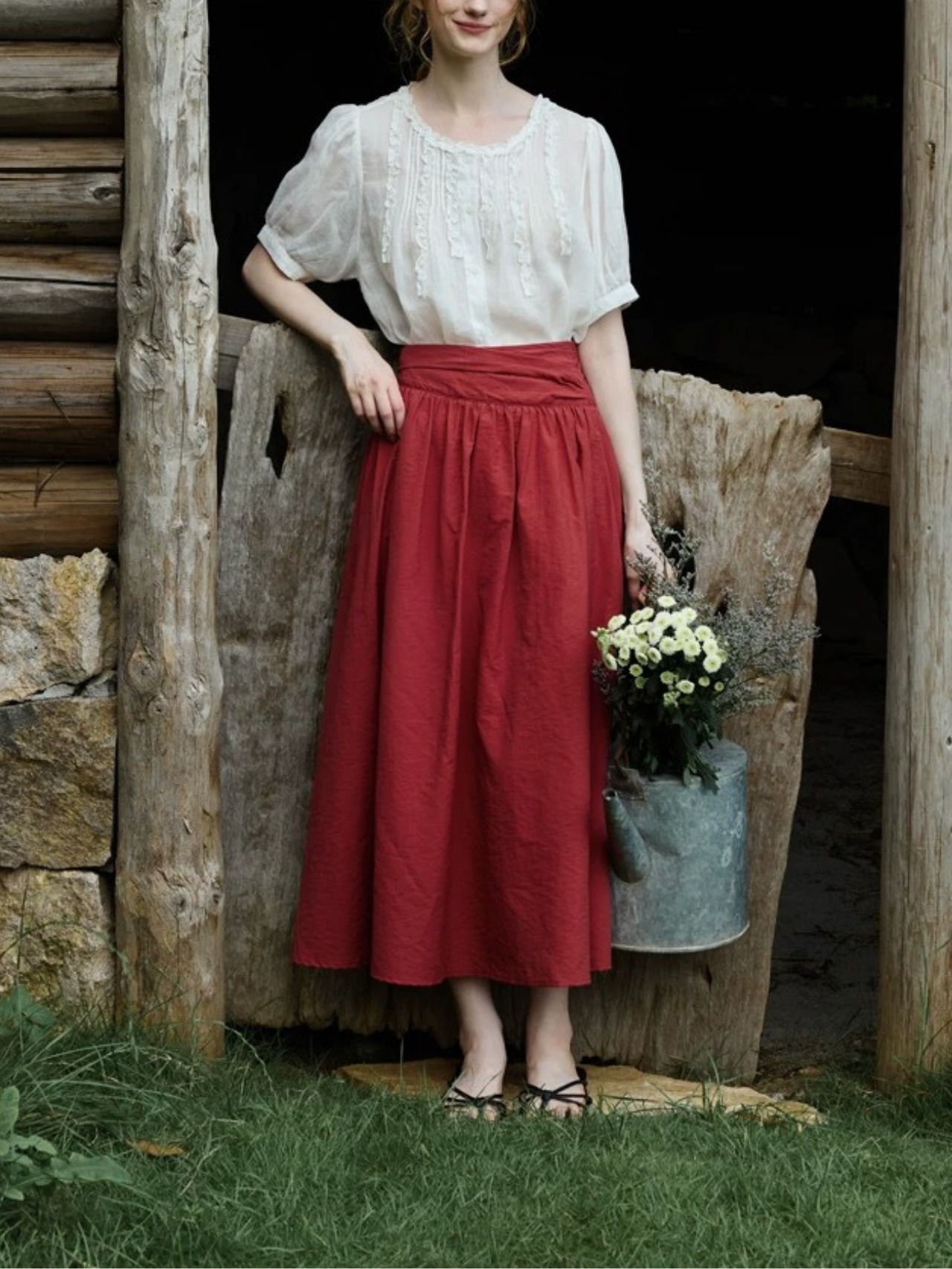 Coquelicot Waist Gather Skirt F0747