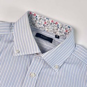 Paul Smith LONDON ポールスミス ストライプ BD ボタンダウン 半袖シャツ M/ブルー系 メンズ