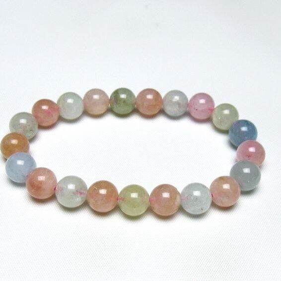 ミックスカラーベリル ブレスレット 9mm 一点物 メール便可 [M便 1/10] 111-48876