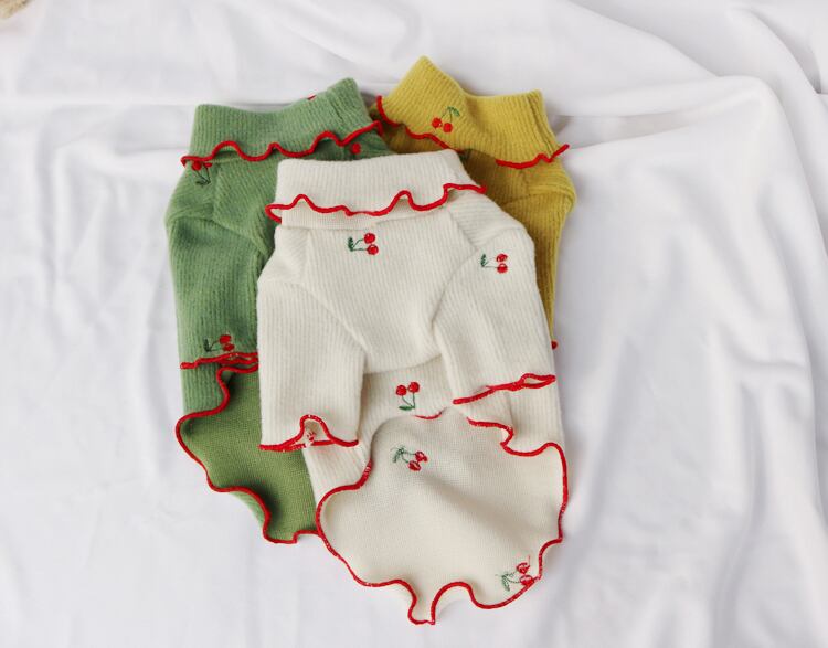 チェリーハイネックニット S ~ XL 3color / 犬服 秋冬 新作 シンプル 可愛い 犬の服 お揃い ドッグウェア 猫 小型犬 ワンコ服 top100