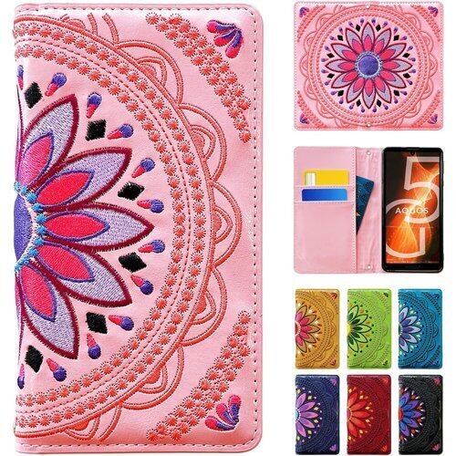 Pixel 8 用 手帳型 ケース カバー Pixel8 Pixel8ケース Pixel8カバー グーグル ピクセル ピクセル8 エスニック 刺繍 ピンク 2289