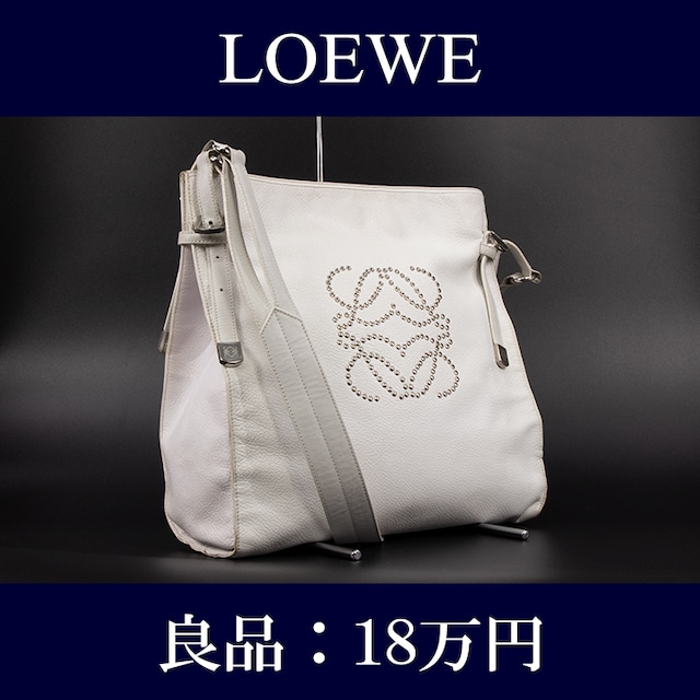 【限界価格・送料無料・良品】LOEWE・ロエベ・ショルダーバッグ(斜め掛け・A4・メンズ・男性・女性・白・ホワイト・鞄・バック・J019)