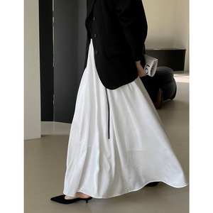 shiny simple long skirt N30500