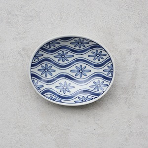 波佐見焼　楕円皿（小）流水花紋　8-100