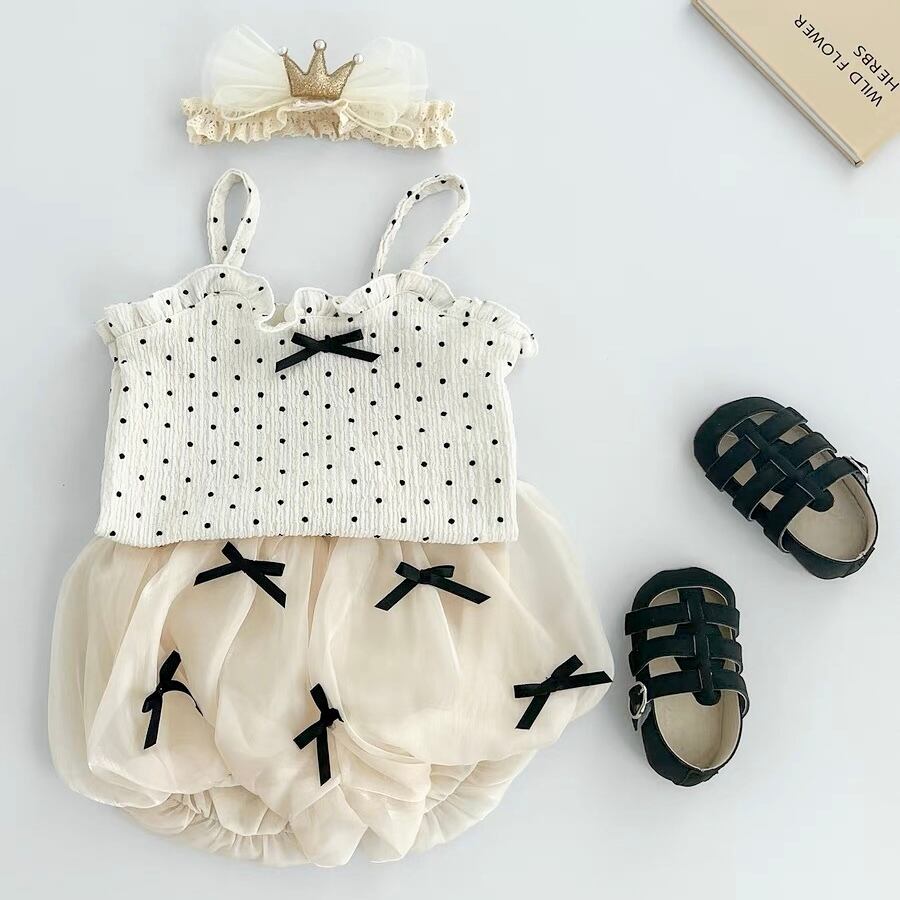 【60-100cm】全2デザインドットチュールロンパース【050701】