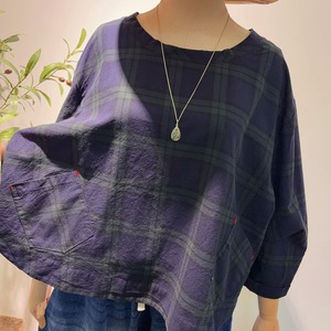 チェック柄ワイドシルエット ショート丈シャツ2col H 26452
